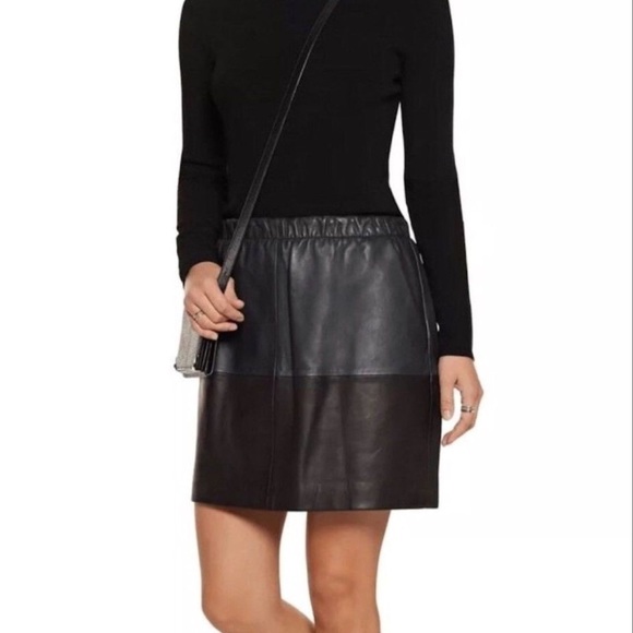 Vince lamb leather color block skirt